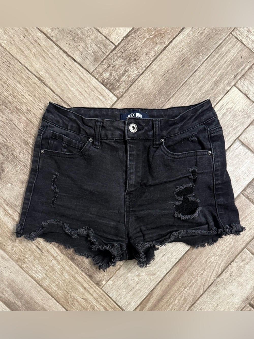 Wax Jeans distressed black Jean shorts